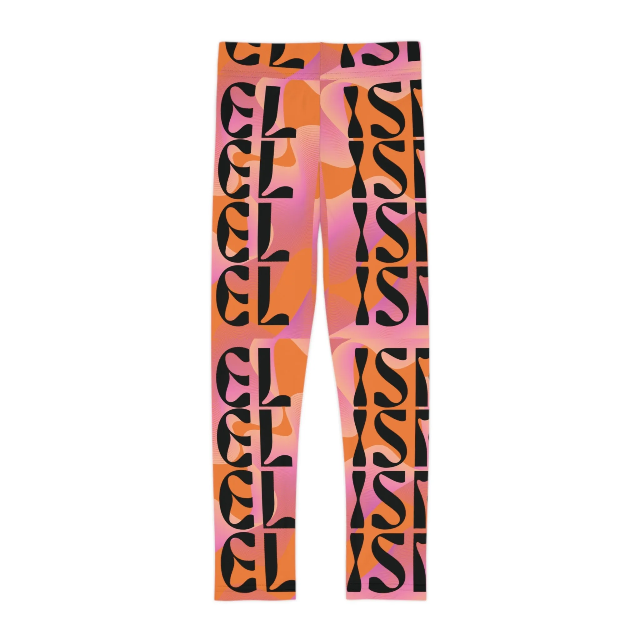 Flow & Squiggle Israel Pink & Coral on Orange Kids Leggings