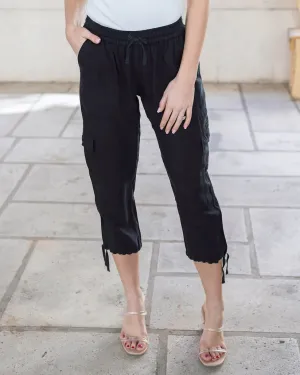 Grace & Lace Tencel Lyocell Cropped Cargo Pants - Black