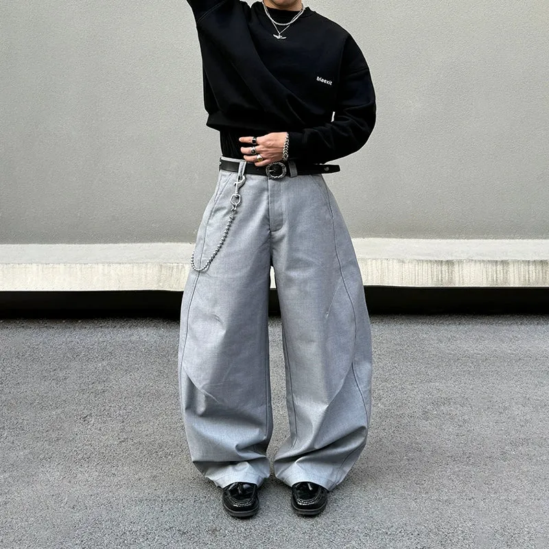 Gray Baggy Casual Pants