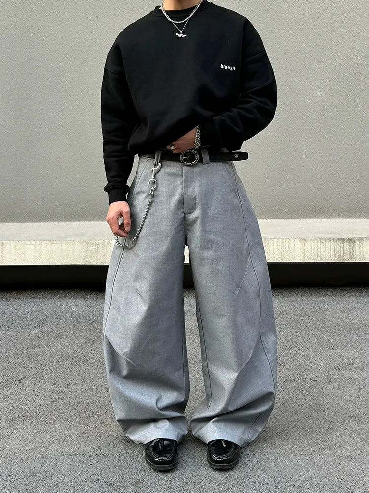 Gray Baggy Casual Pants