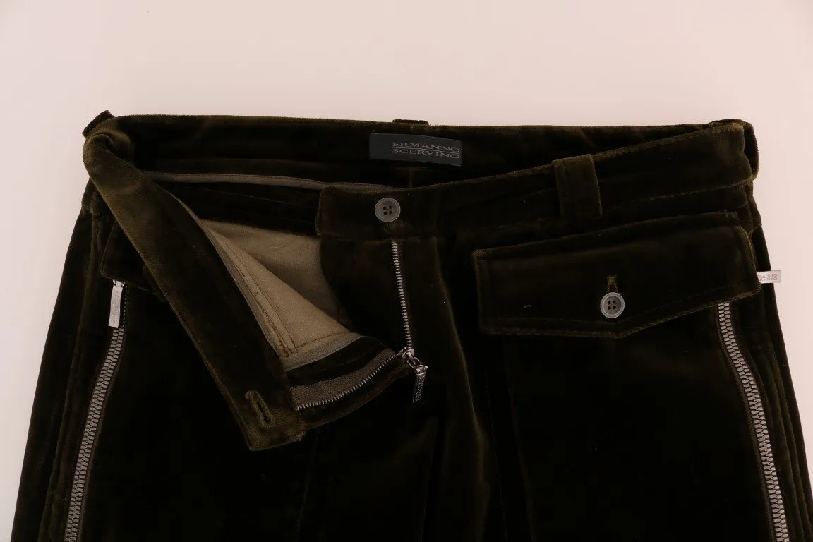 Green Velvet Straight Casual Pants