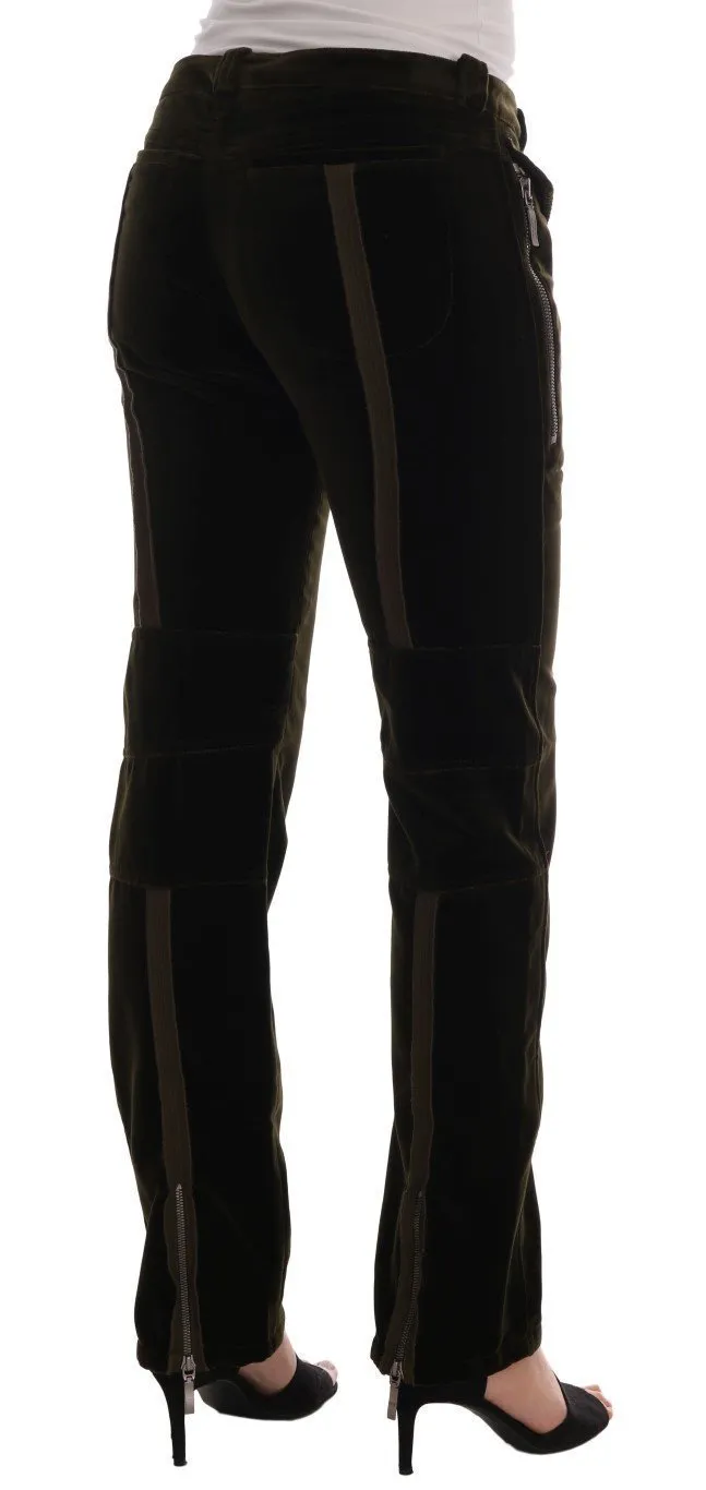 Green Velvet Straight Casual Pants