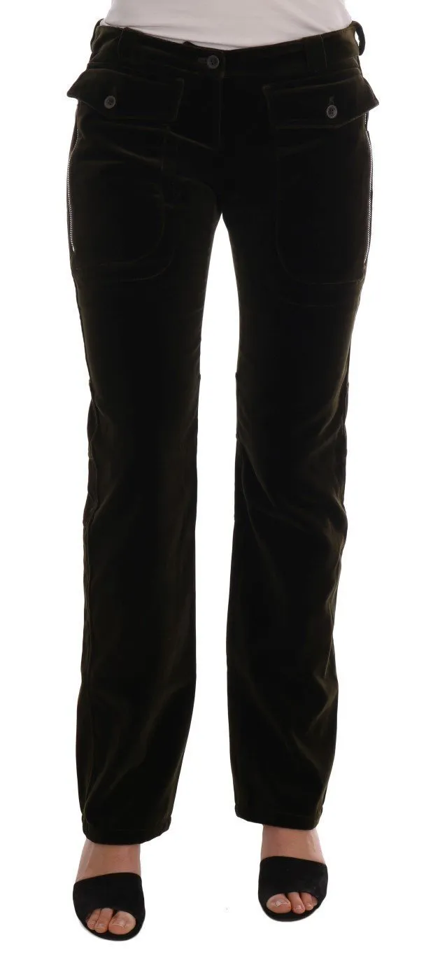 Green Velvet Straight Casual Pants