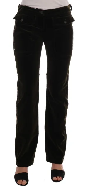 Green Velvet Straight Casual Pants
