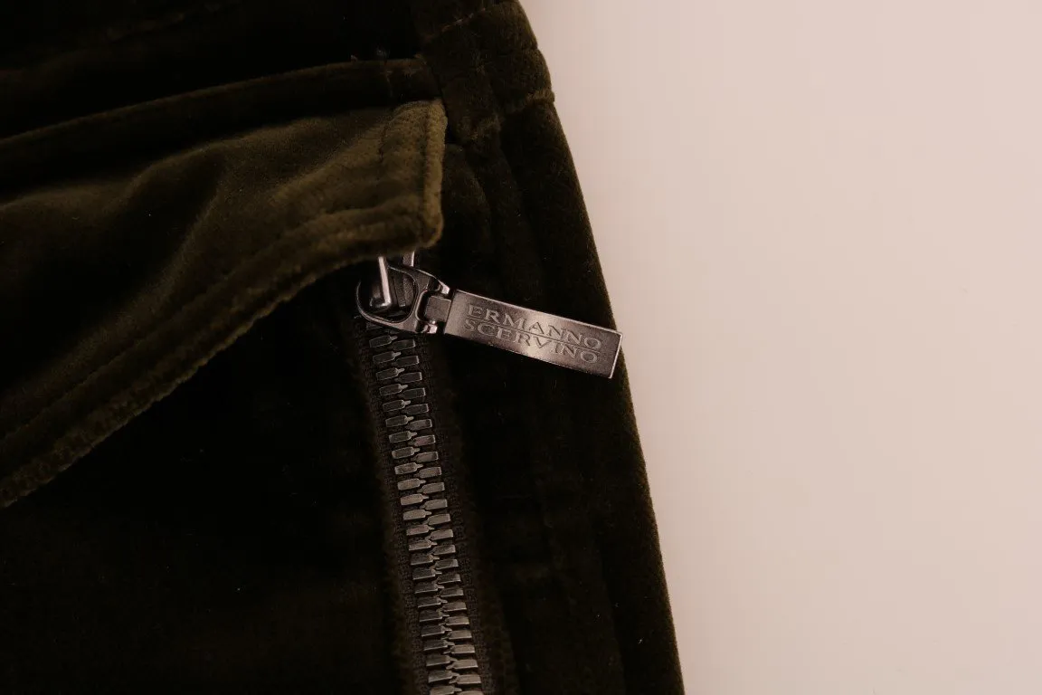 Green Velvet Straight Casual Pants