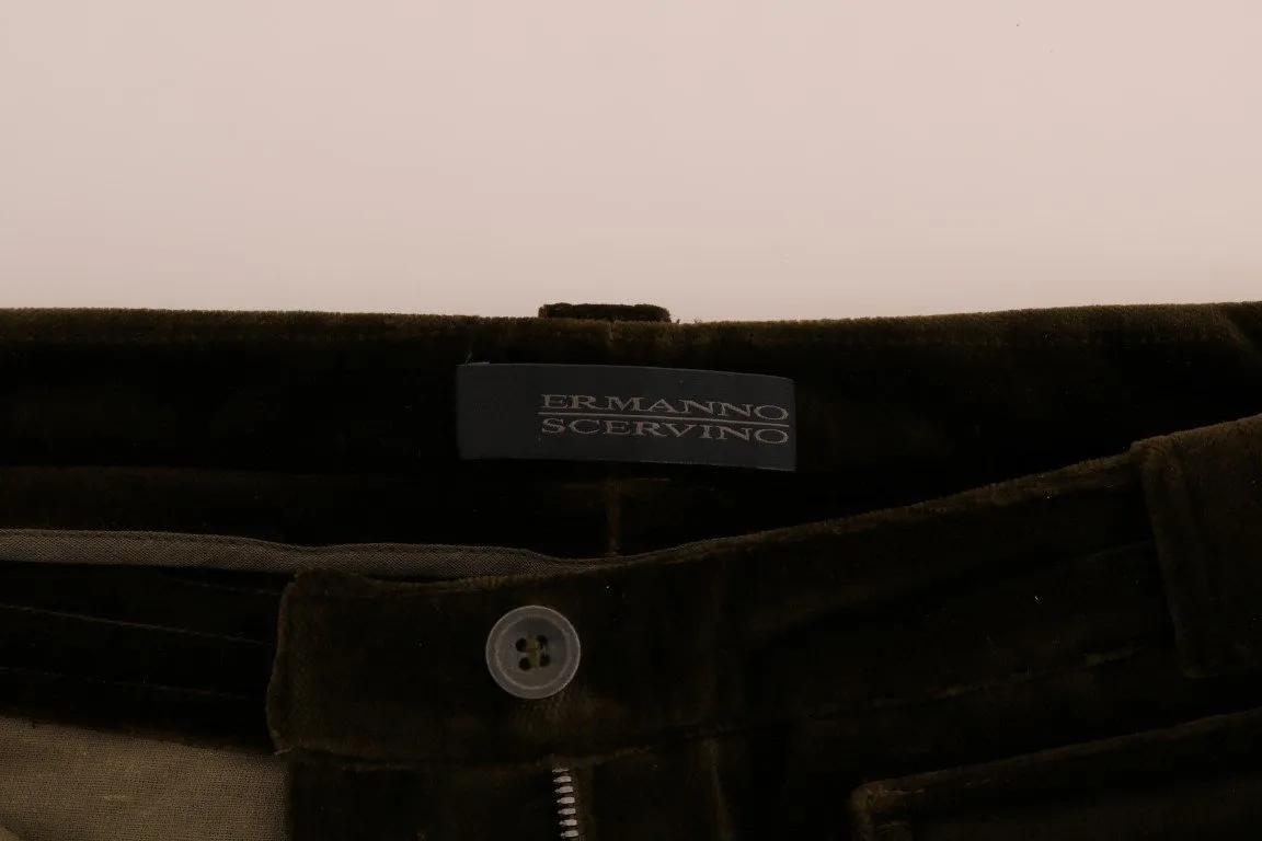 Green Velvet Straight Casual Pants
