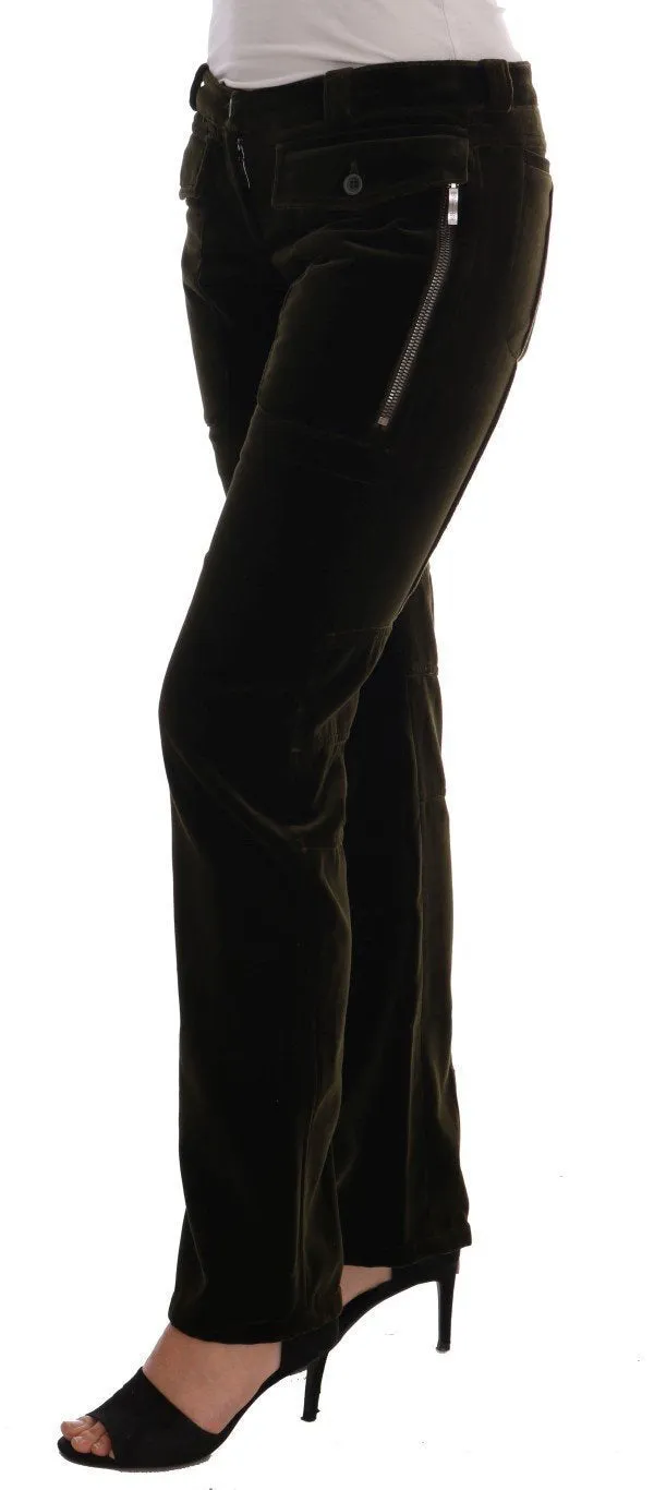 Green Velvet Straight Casual Pants
