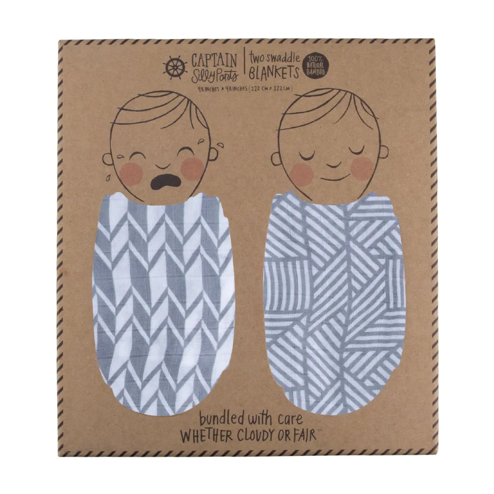 Grey Geometric Cascade Swaddle Set