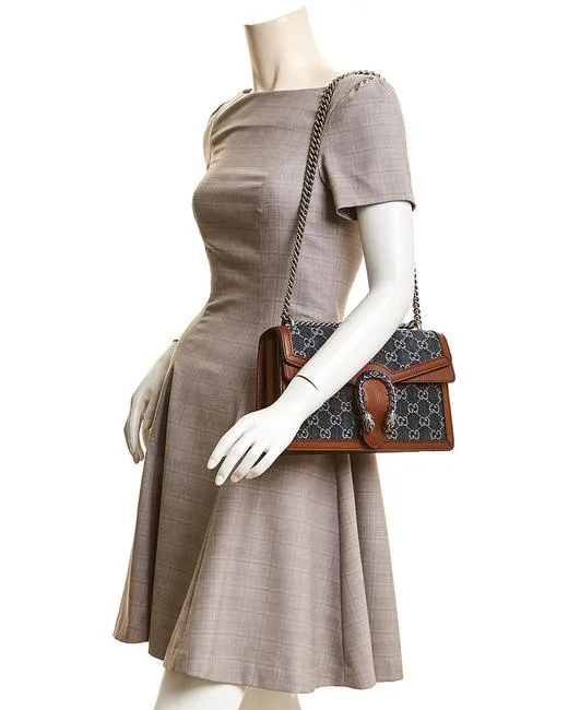 Gucci Small Dionysus Shoulder Bag in Blue and Ivory GG