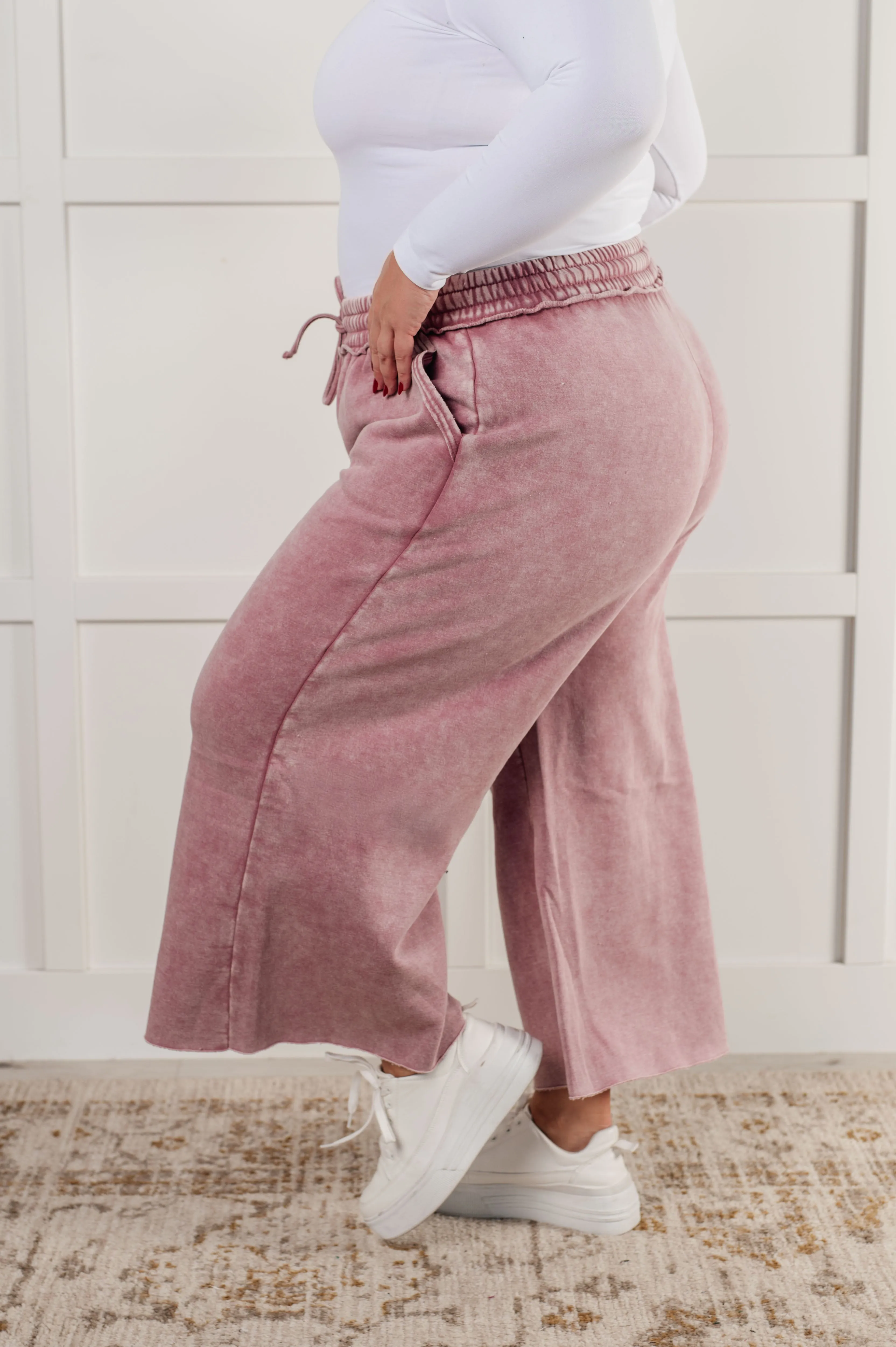 Hazel Blues® |  In or Out Wide Leg Cropped Pants in Light Rose