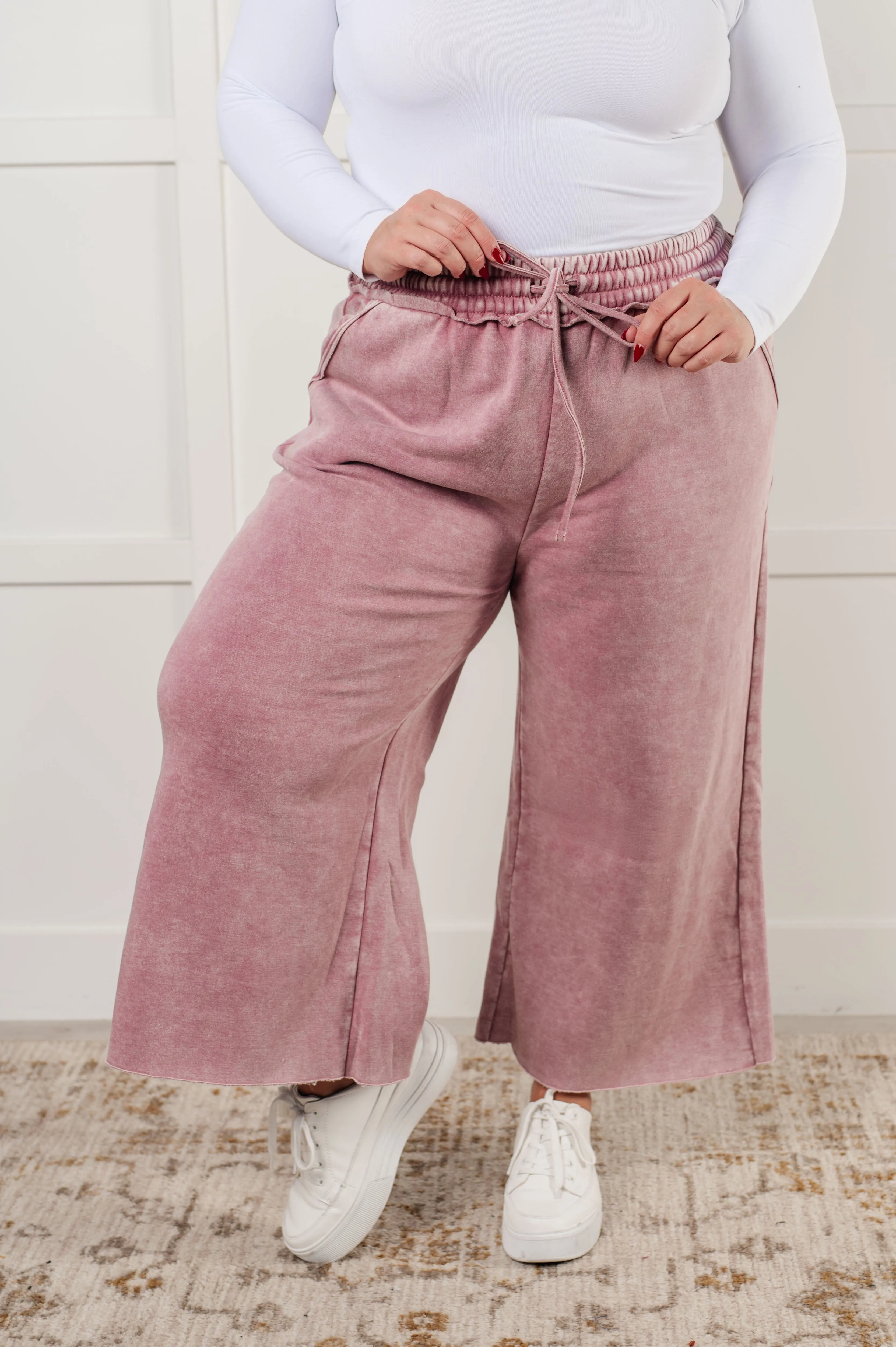Hazel Blues® |  In or Out Wide Leg Cropped Pants in Light Rose