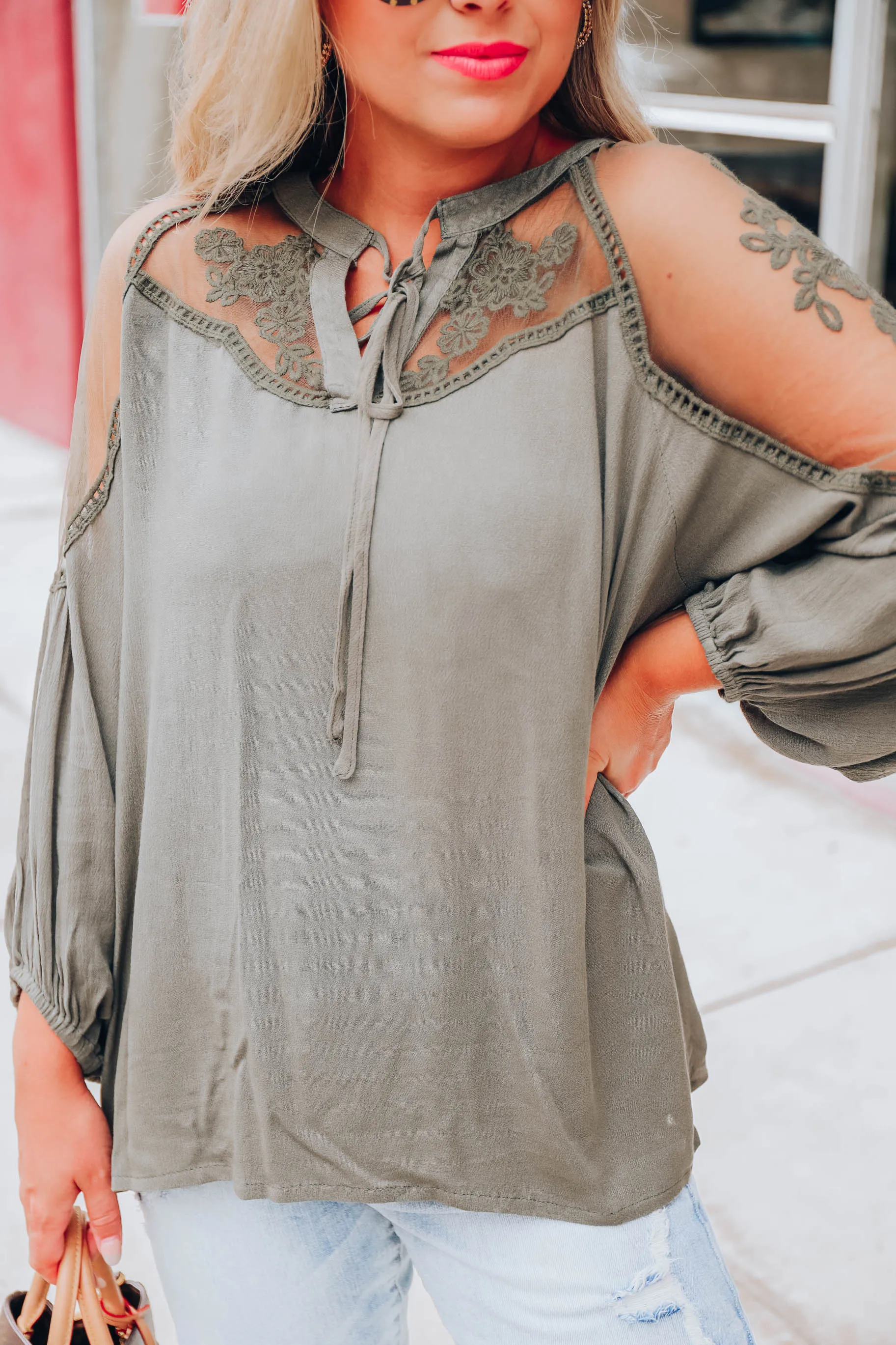 Heart's Delight Mesh Top - Olive