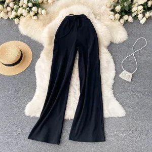 High Elastic Waist Wide Leg Women Long Pants