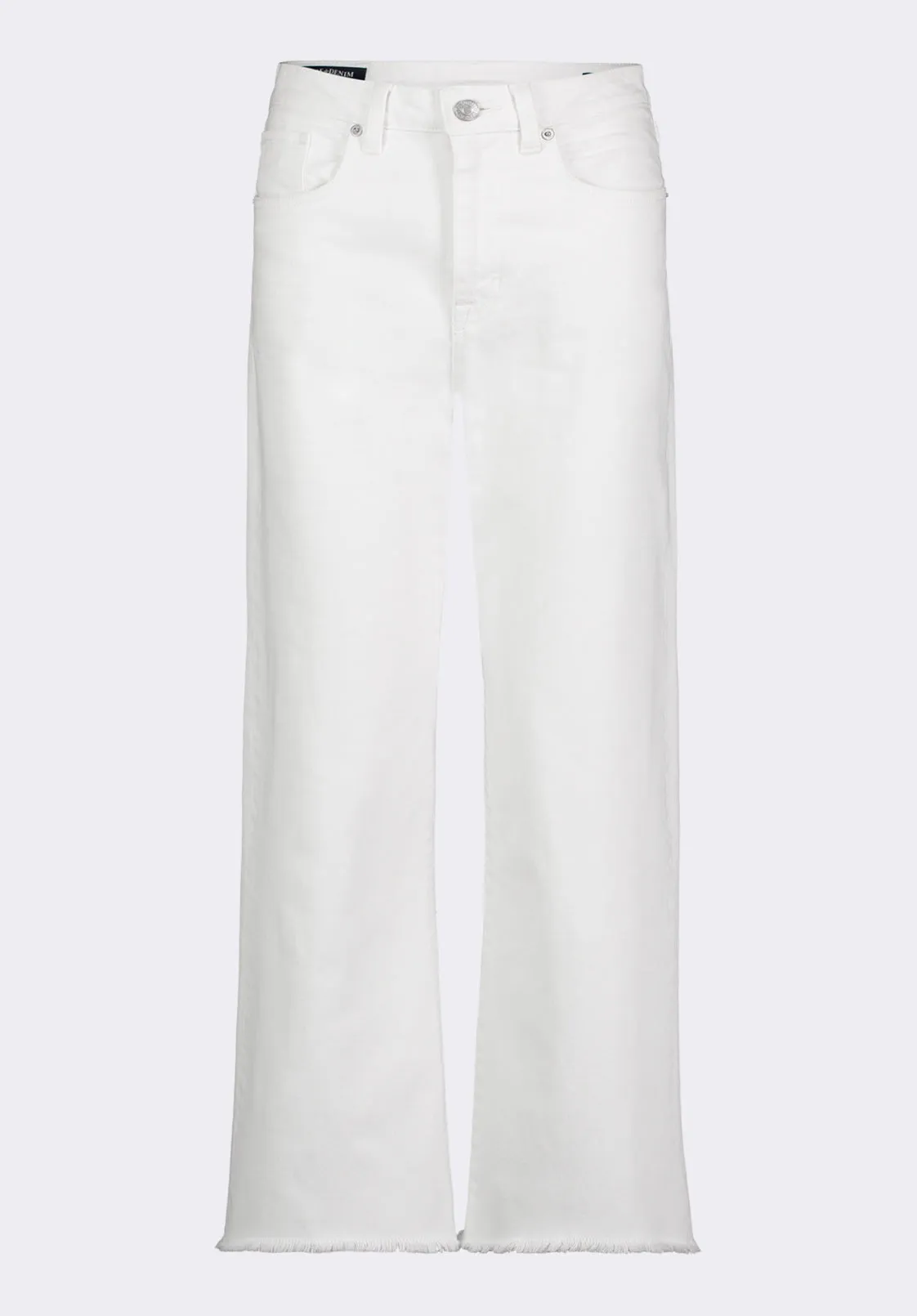 High Rise Wide Leg Cropped Addisson Women's Pants, White - BL16087