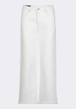 High Rise Wide Leg Cropped Addisson Women's Pants, White - BL16087