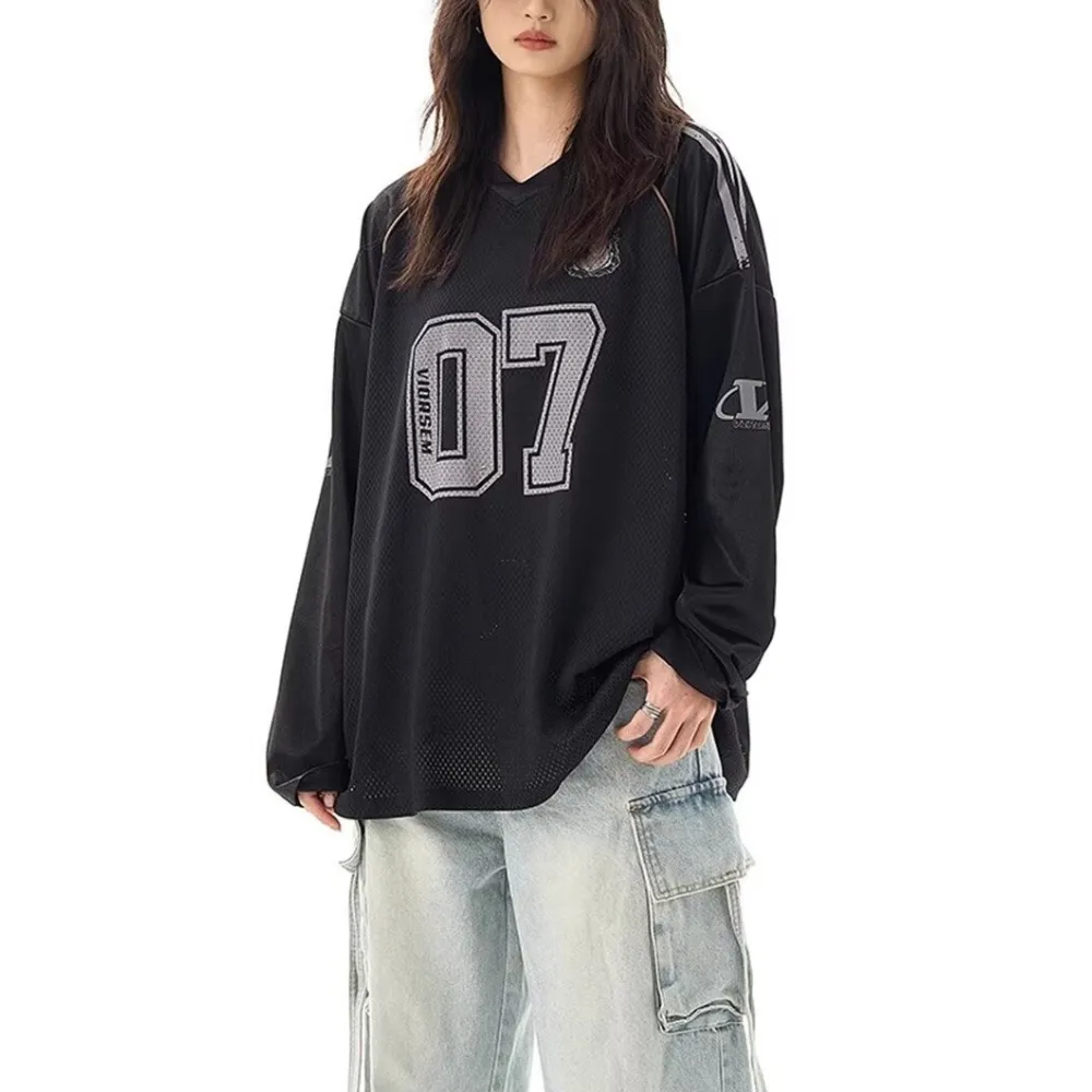 High Street V-neck Hollow Loose Sweatshirt