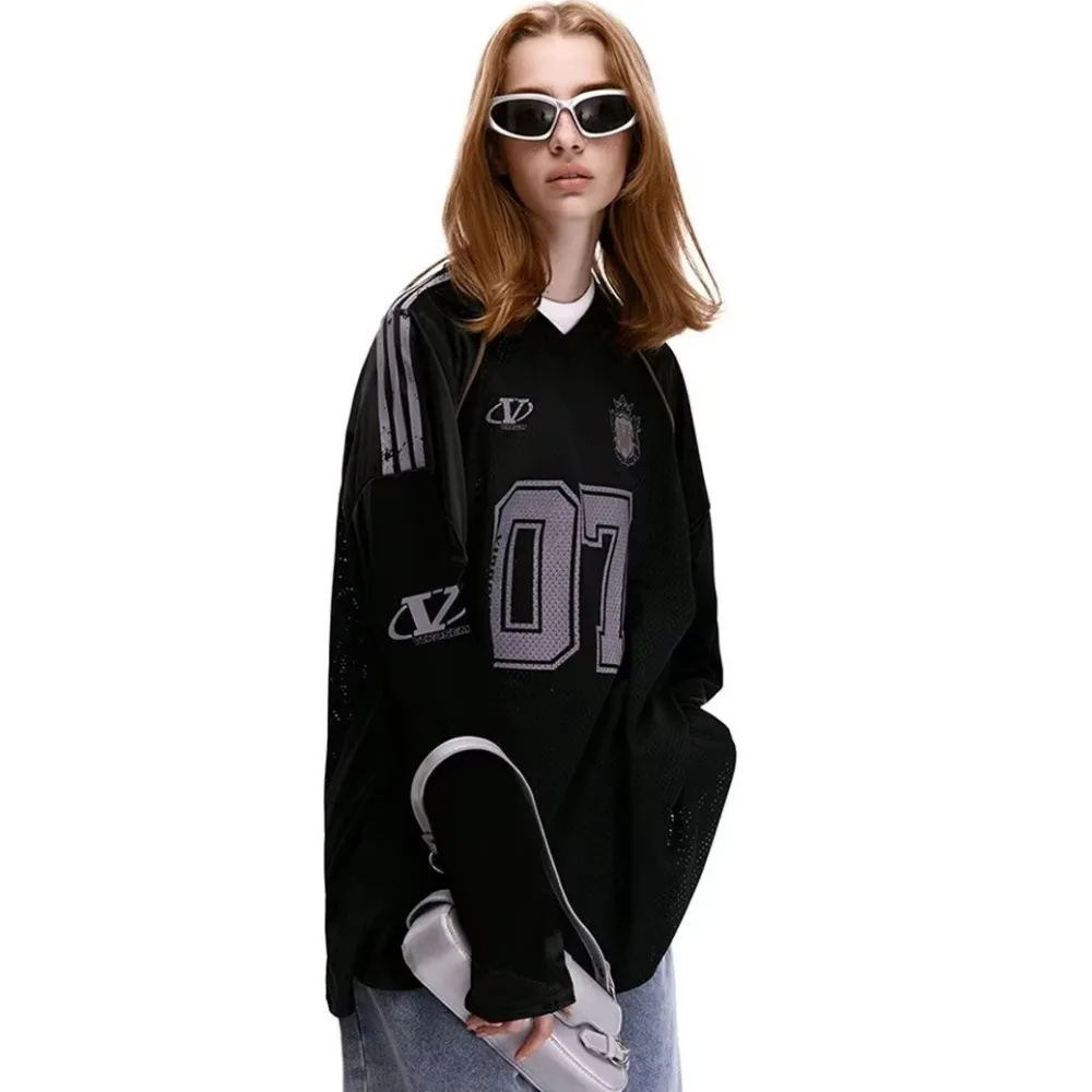 High Street V-neck Hollow Loose Sweatshirt