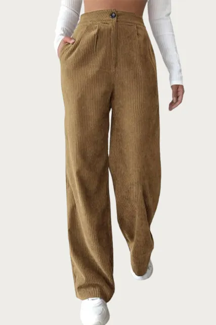 HIGH-WAIST PLEATED CORDUROY PANTS