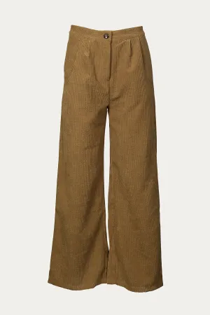 HIGH-WAIST PLEATED CORDUROY PANTS