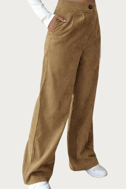 HIGH-WAIST PLEATED CORDUROY PANTS