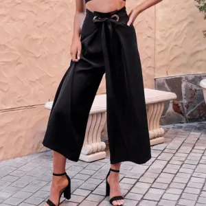 High Waist With Belt Casual Trousers