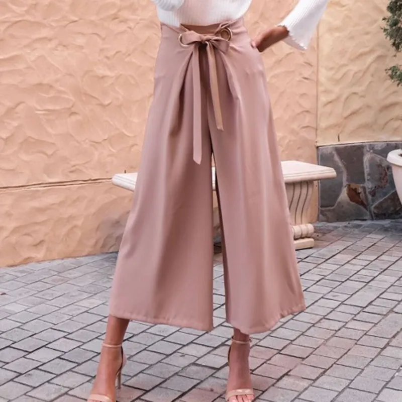 High Waist With Belt Casual Trousers