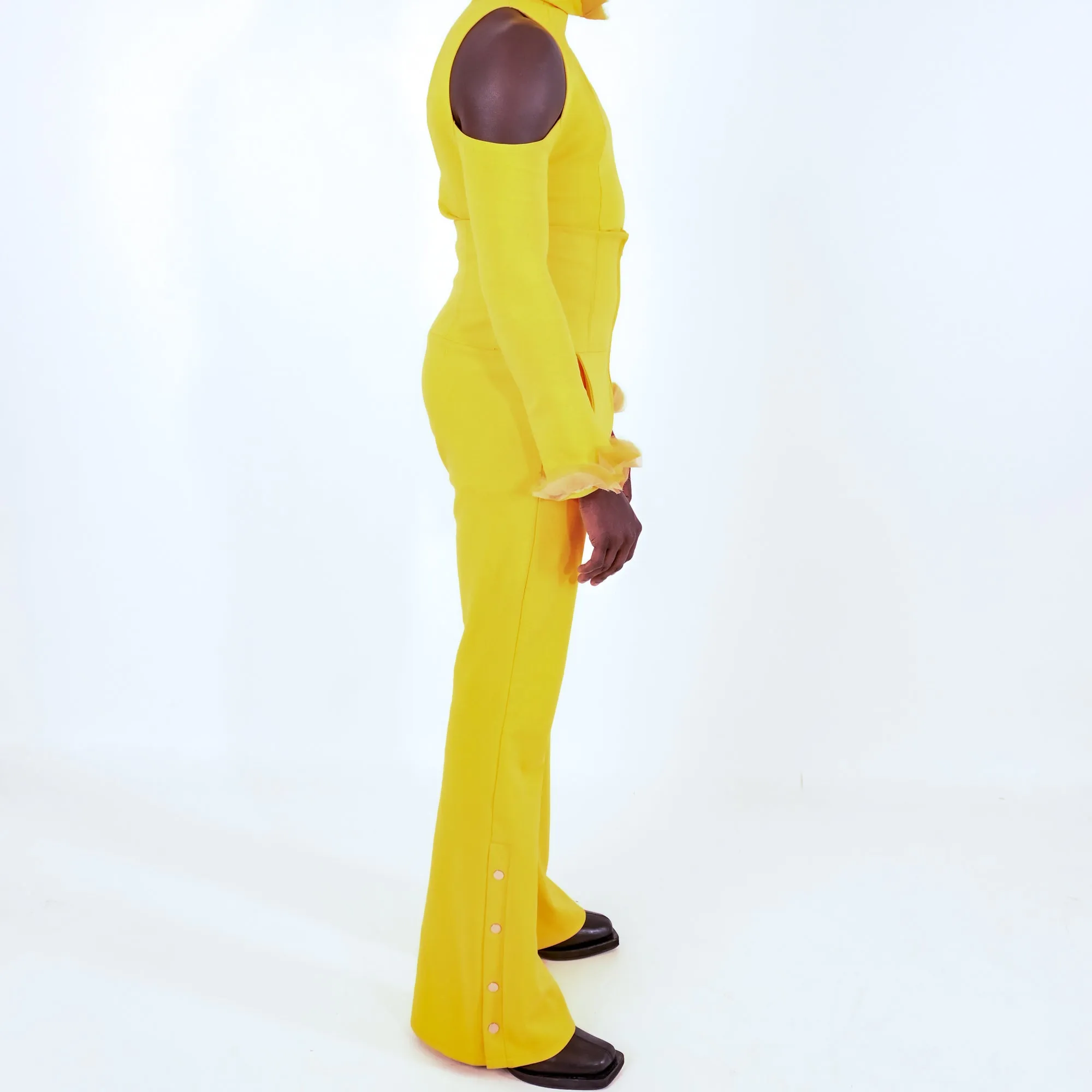 High-Waisted Flare Pant with Metal Zipper