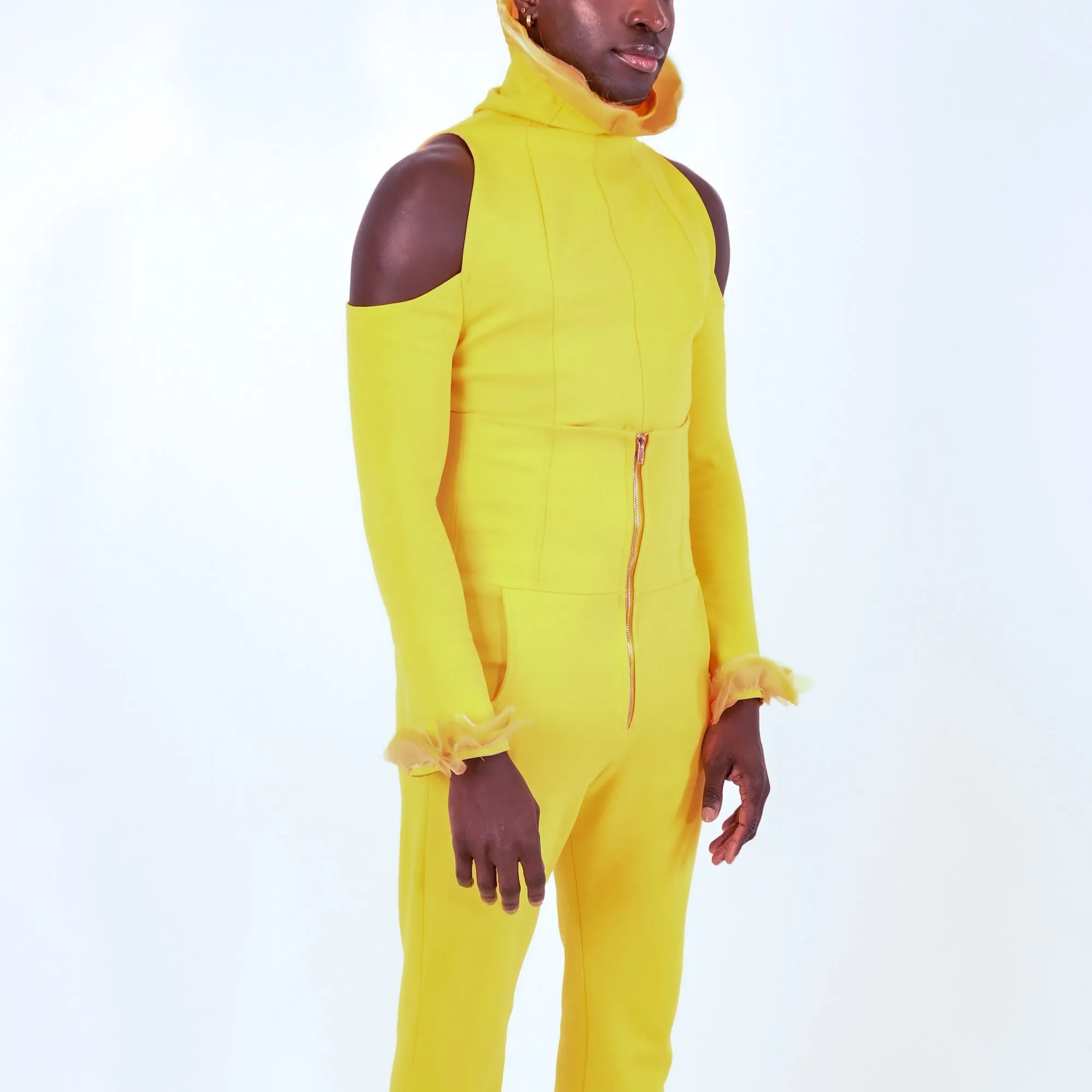 High-Waisted Flare Pant with Metal Zipper