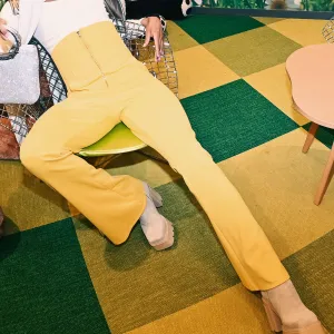 High-Waisted Flare Pant with Metal Zipper