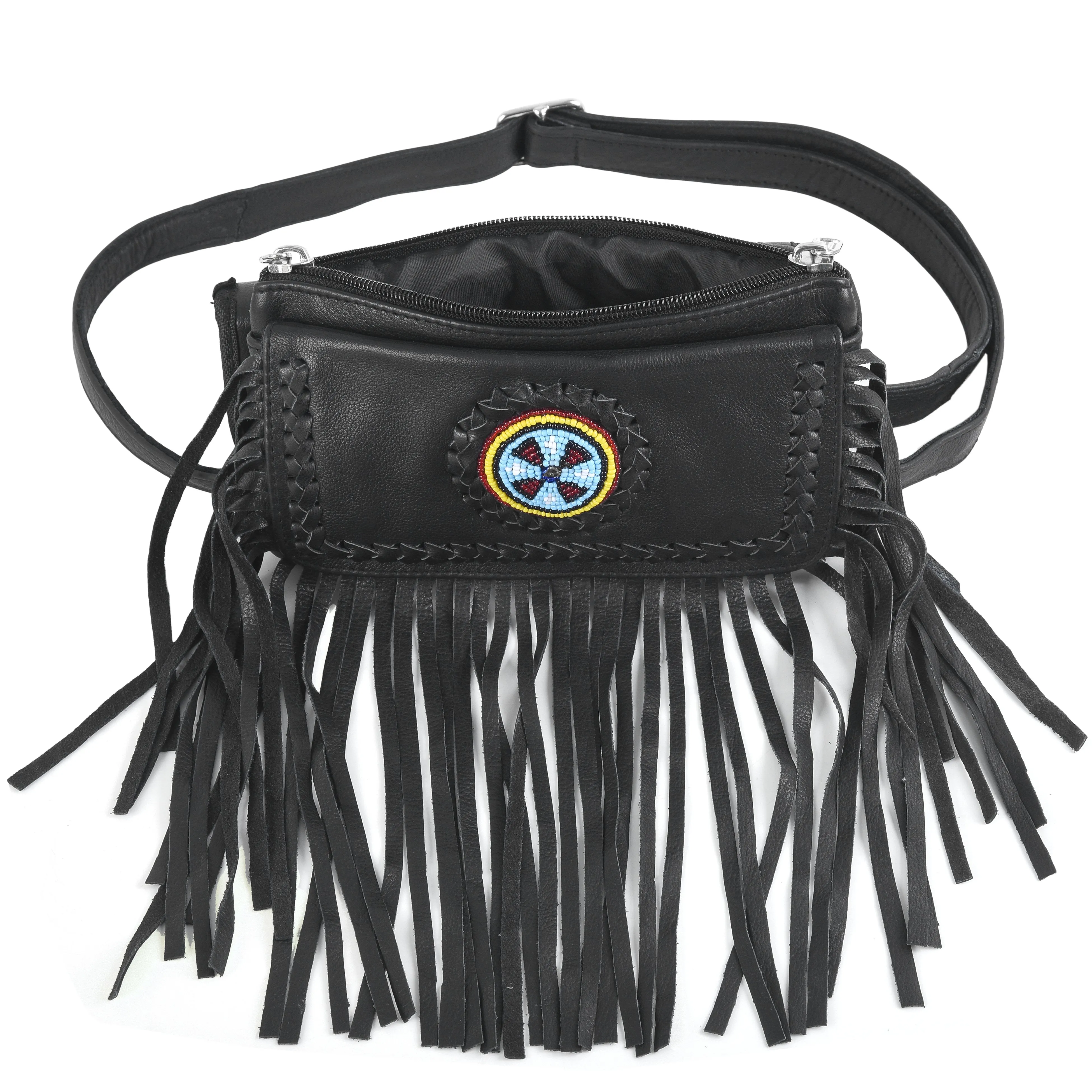 HL80151INDIAN Black Indian Clip Bag Women M/o Genuine Leather