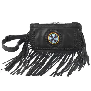 HL80151INDIAN Black Indian Clip Bag Women M/o Genuine Leather