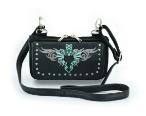 HL80156TEAL Turquoise tribal Heart Hip Clip Leather Bag Women TEAL Waist Bag Fanny Pack Motorcycle Biker TEAL