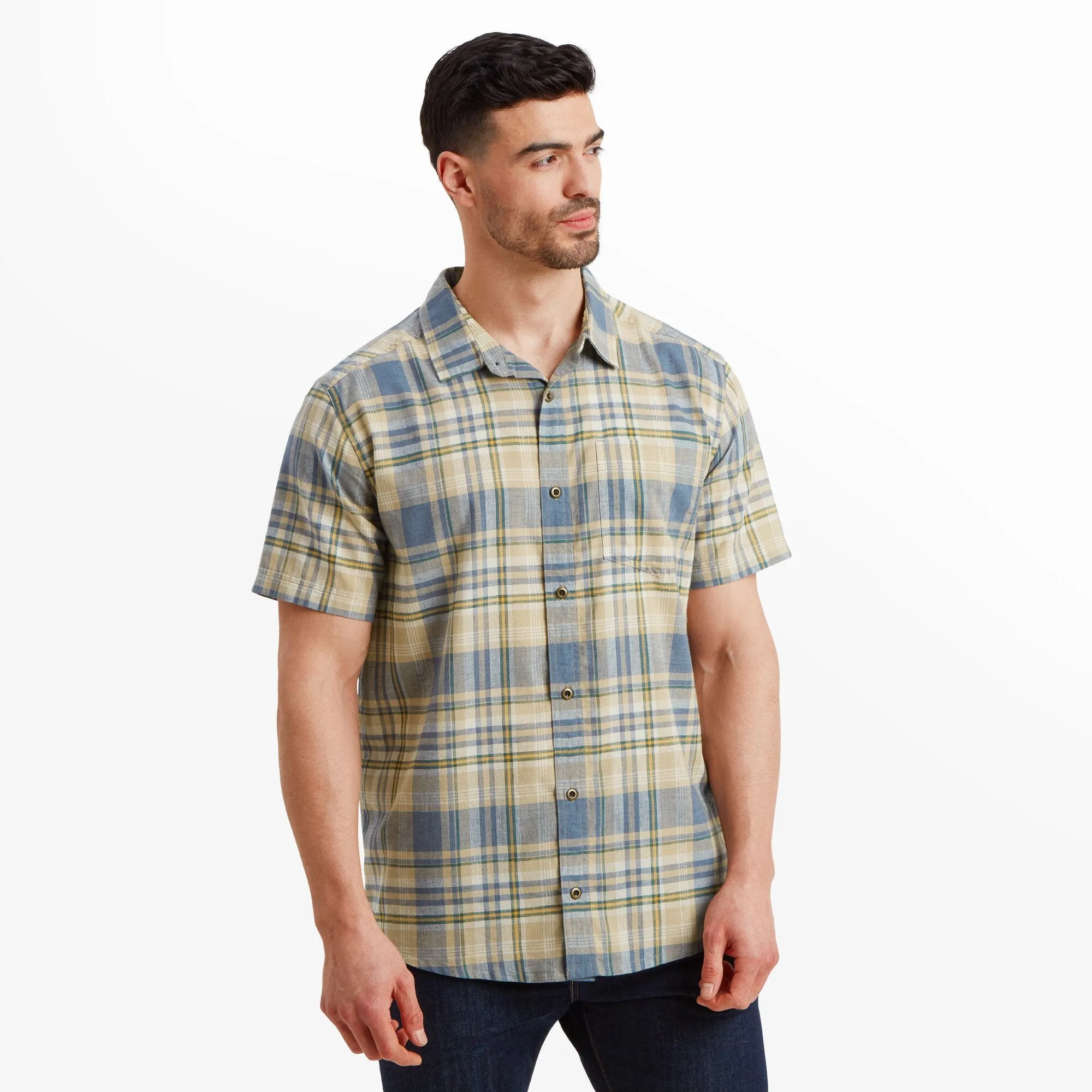 Hosh Plaid Short Sleeve Shirt - Bardiya Sand