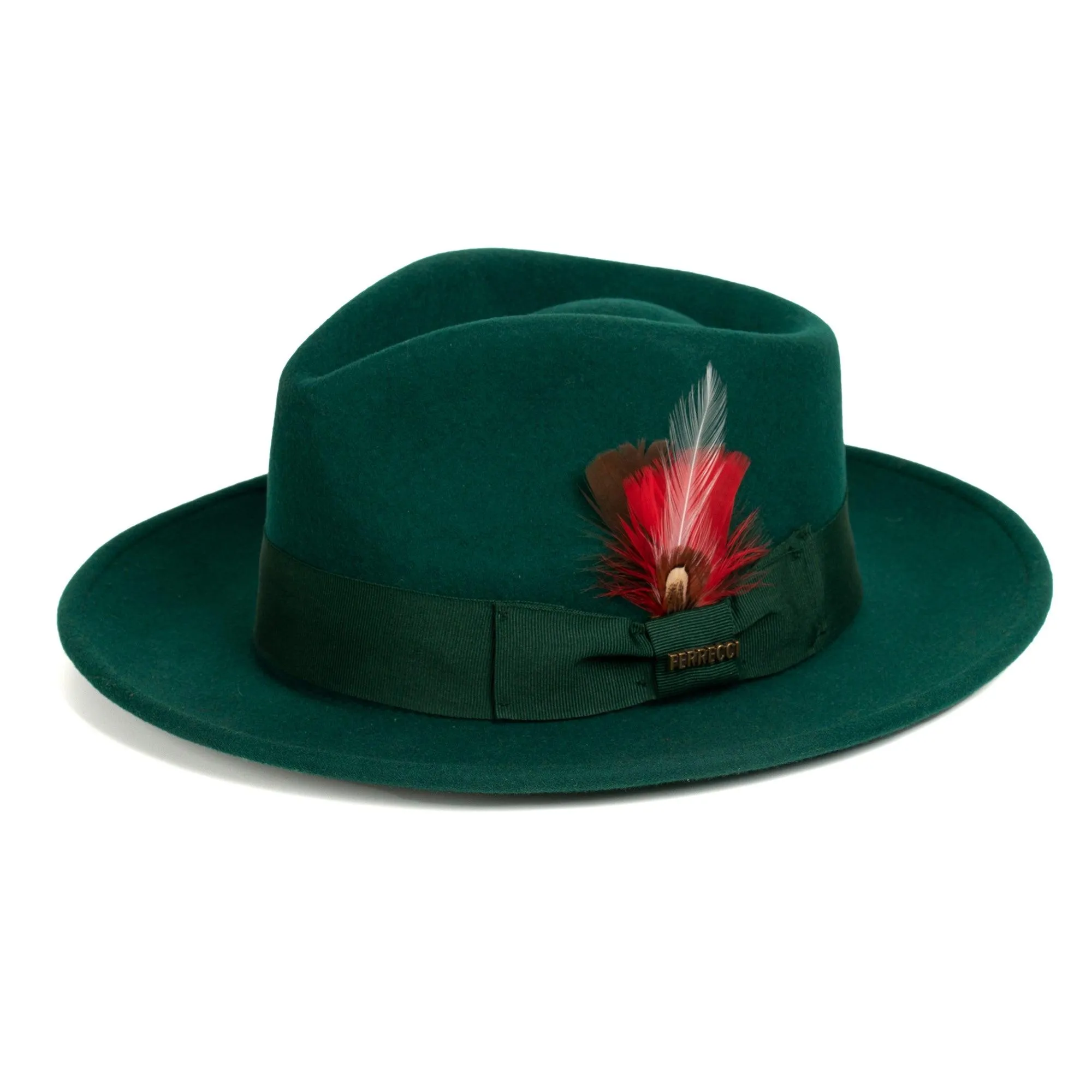 Hunter Green Fedora 100% Australian Wool Crushable Hat