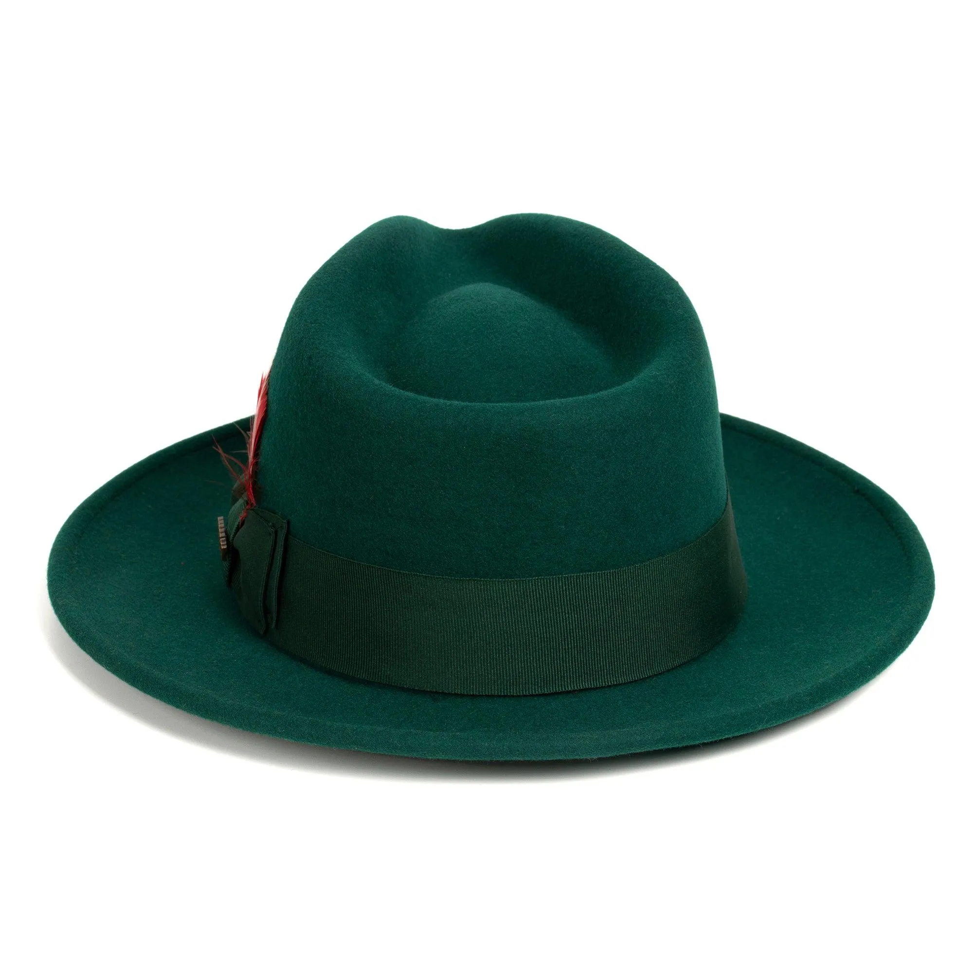 Hunter Green Fedora 100% Australian Wool Crushable Hat