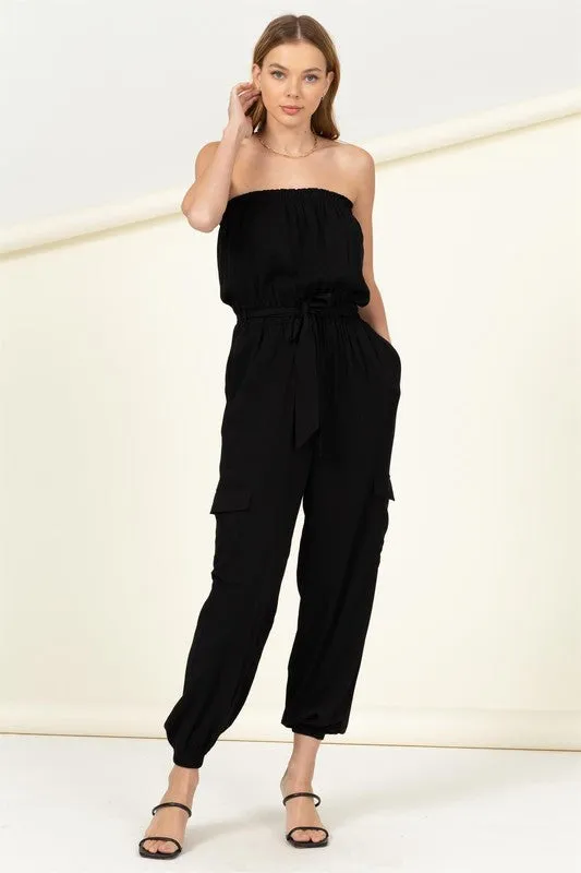 HYFVE Flap Pocket Side Belted Tube Jumpsuit