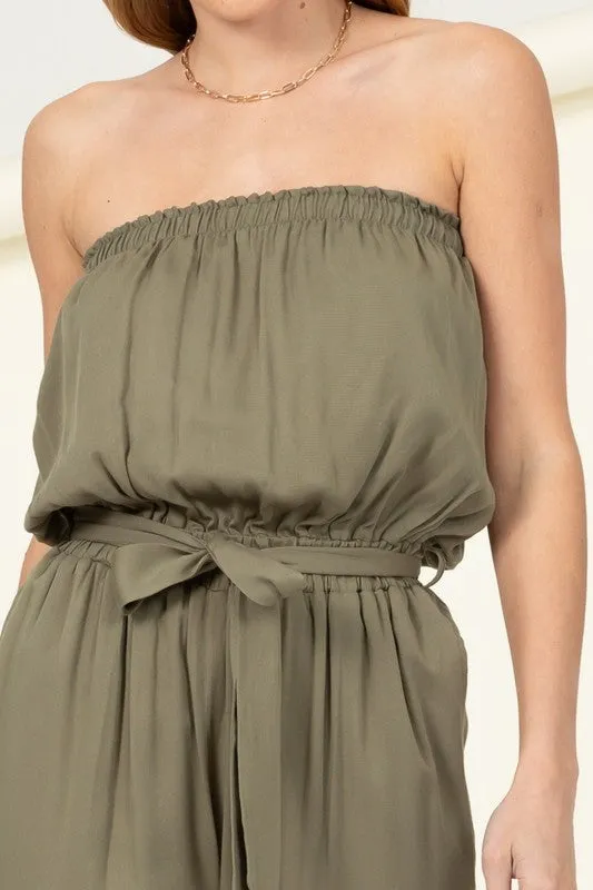 HYFVE Flap Pocket Side Belted Tube Jumpsuit