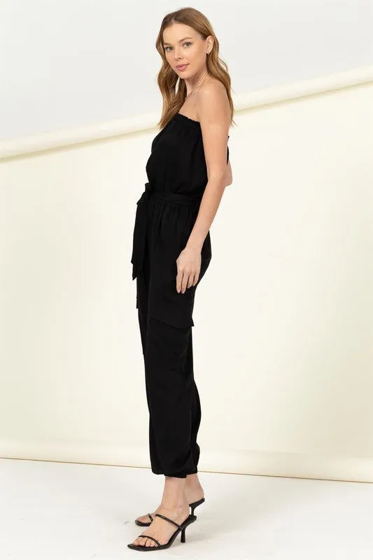 HYFVE Flap Pocket Side Belted Tube Jumpsuit