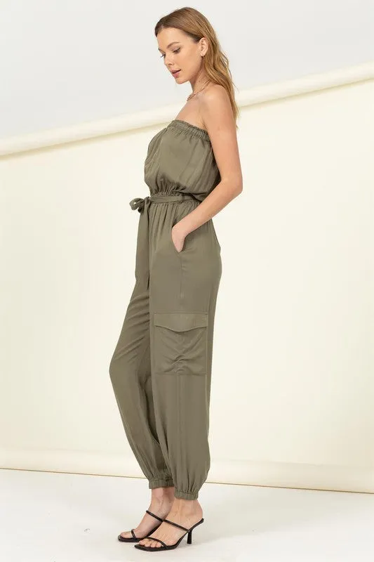 HYFVE Flap Pocket Side Belted Tube Jumpsuit