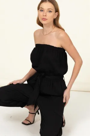 HYFVE Flap Pocket Side Belted Tube Jumpsuit