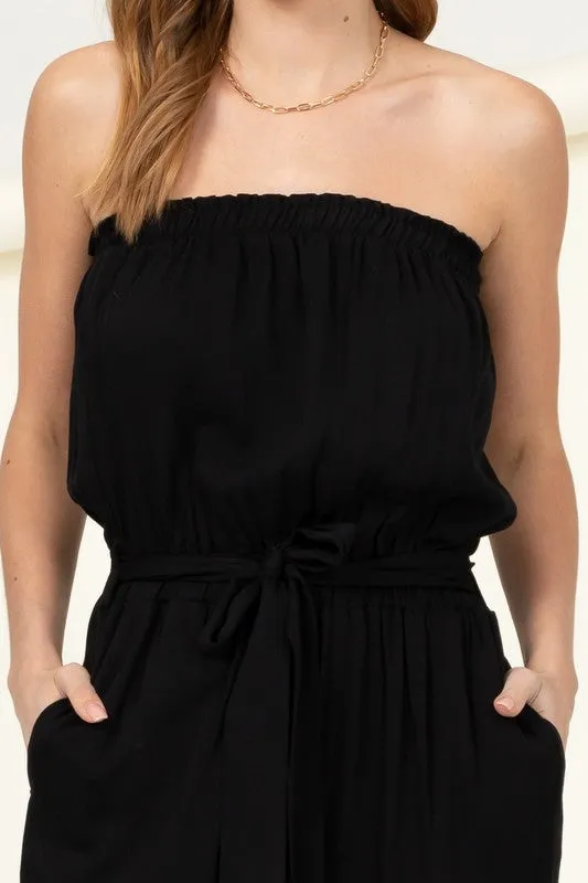HYFVE Flap Pocket Side Belted Tube Jumpsuit