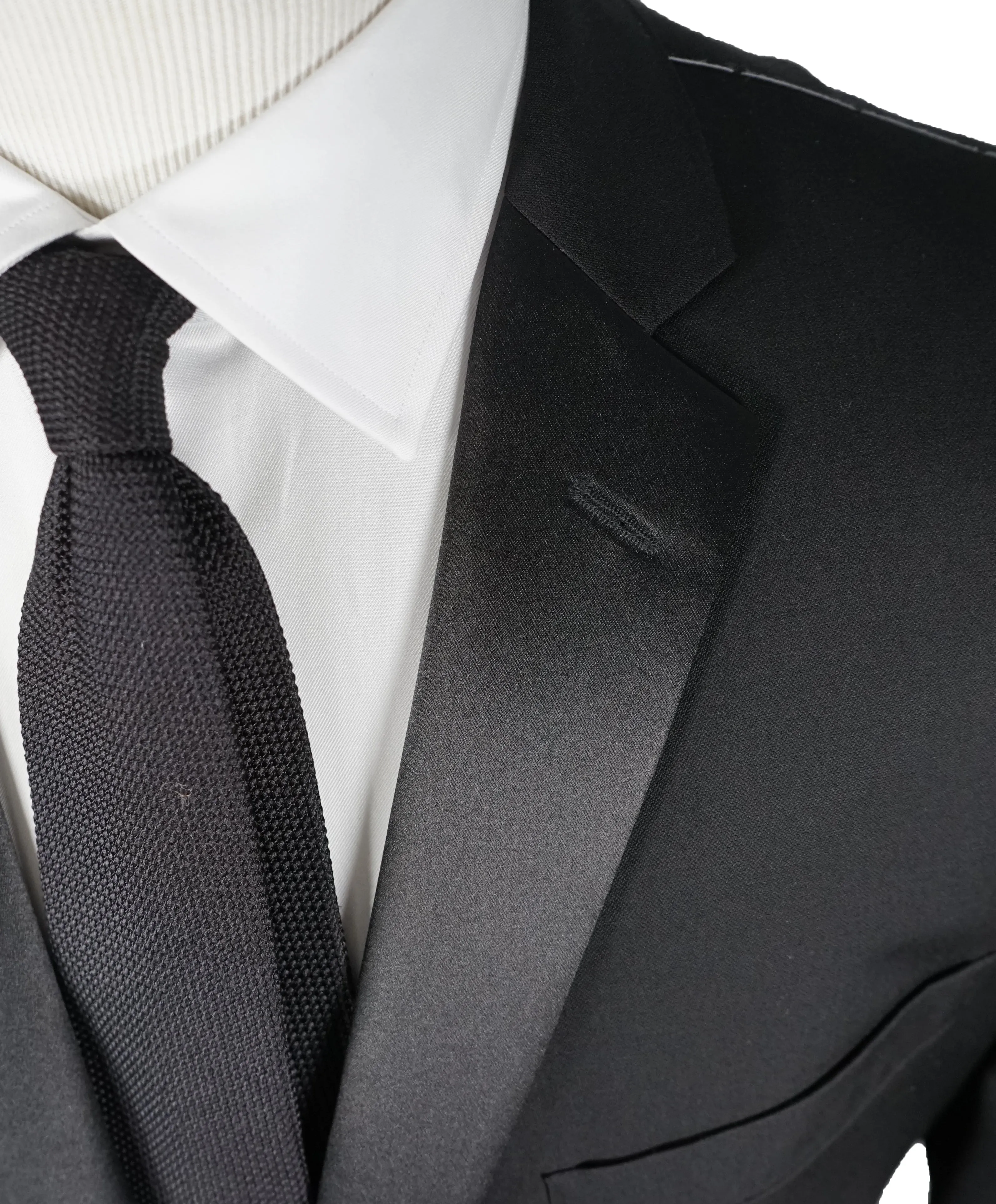 IKE BEHAR - Notch Lapel Classic Black 2-Button Tuxedo Suit - 46R