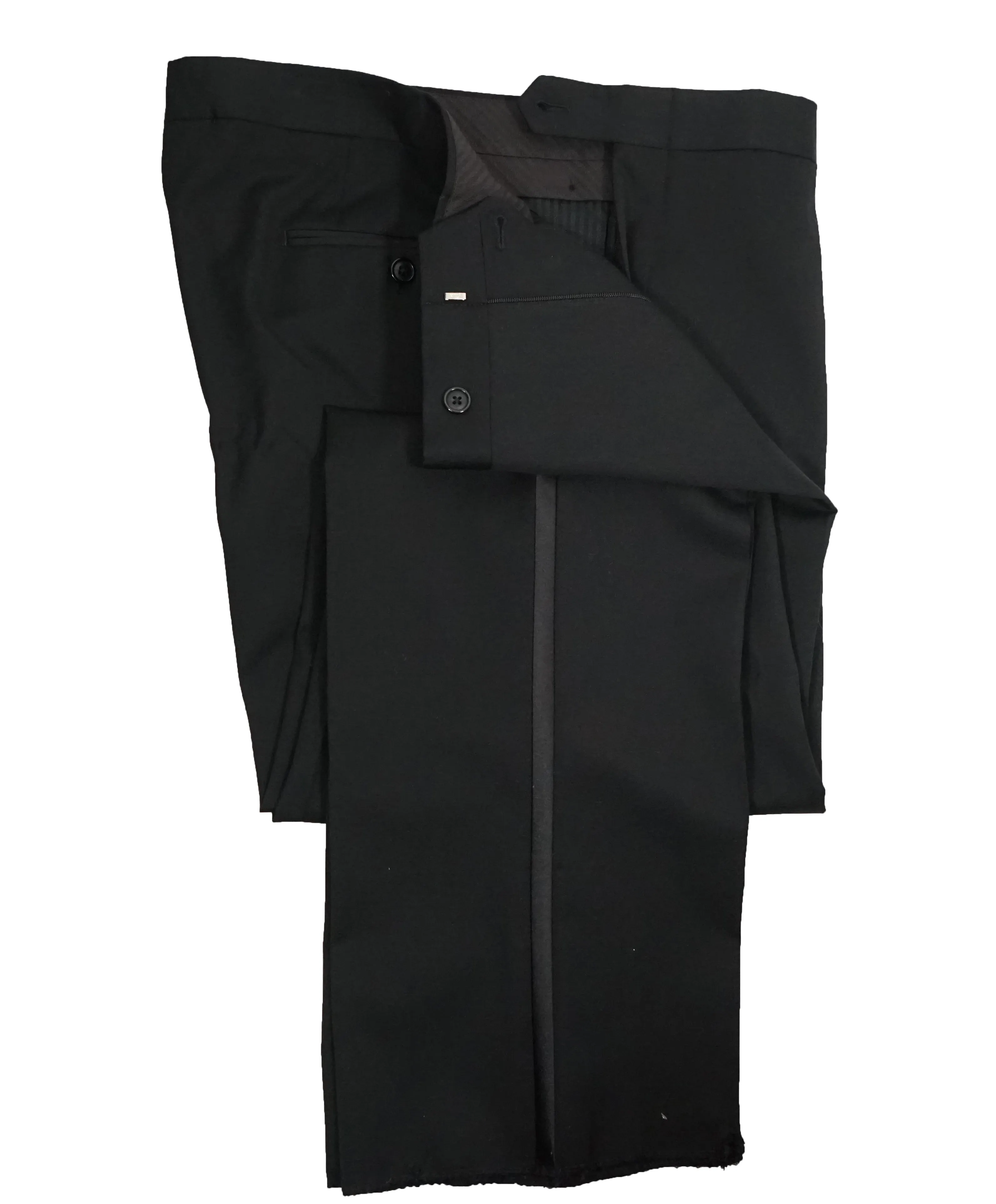 IKE BEHAR - Notch Lapel Classic Black 2-Button Tuxedo Suit - 46R