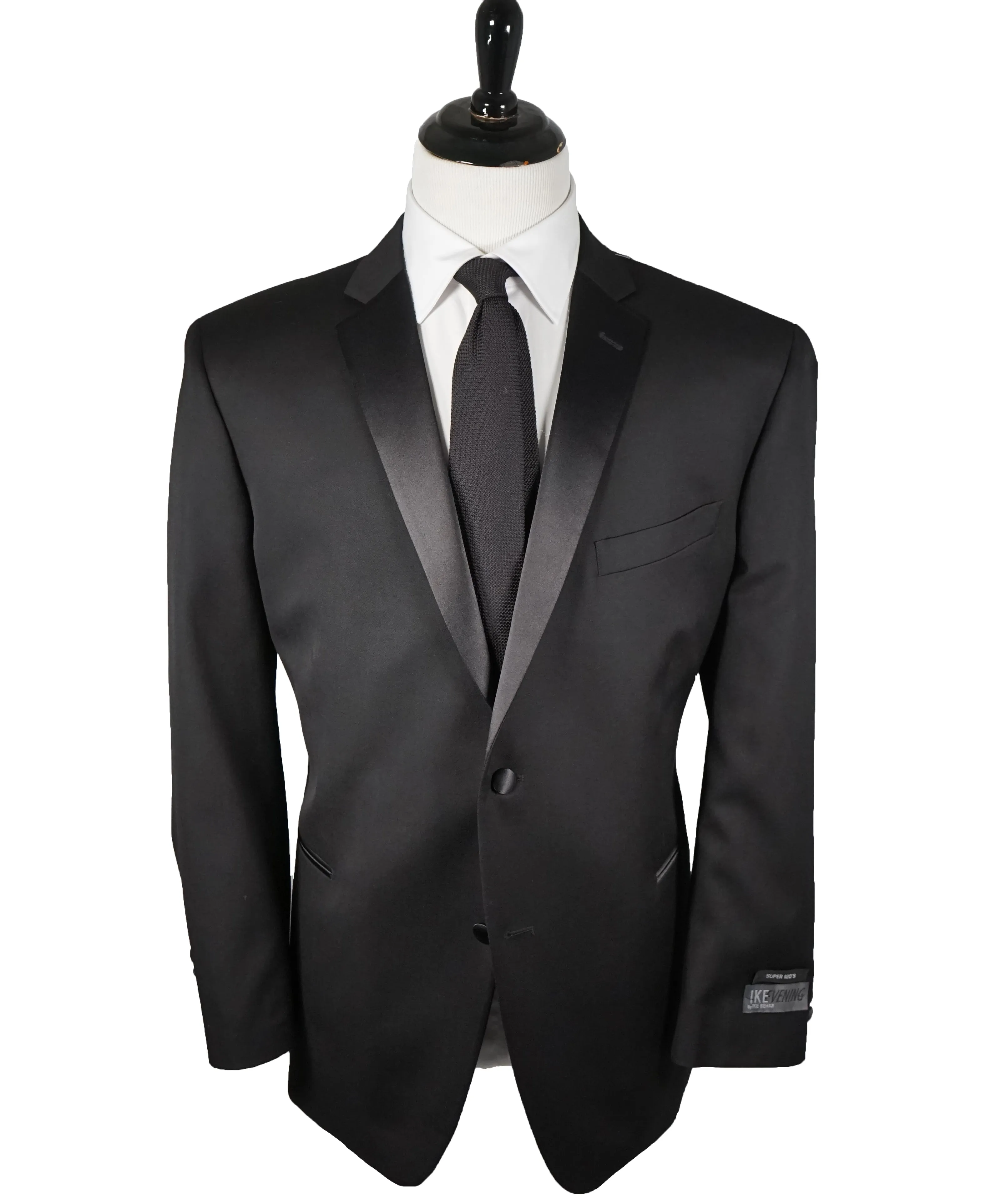 IKE BEHAR - Notch Lapel Classic Black 2-Button Tuxedo Suit - 46R