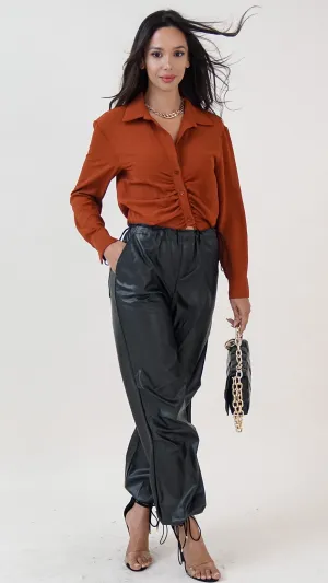 Imogen Longsleeve Crop Top in Dark Orange