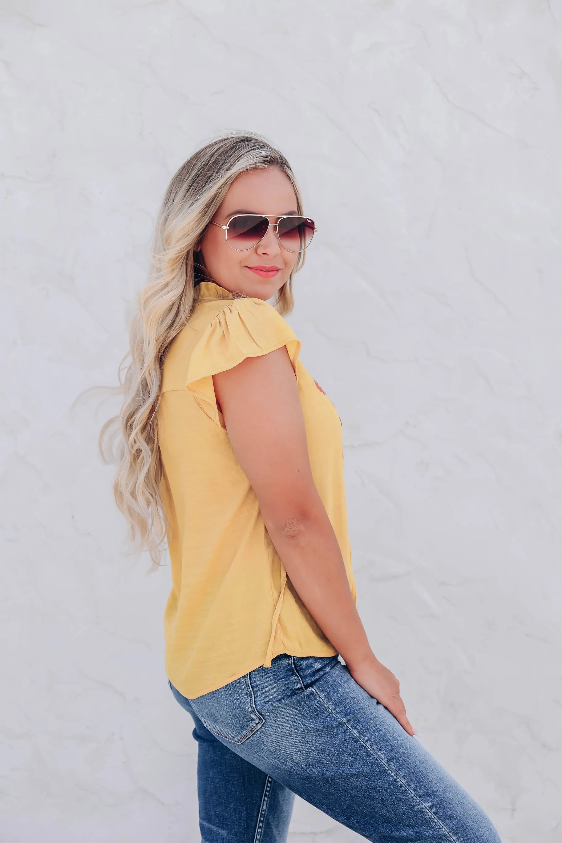 Imperial Yellow Embroidered Blouse
