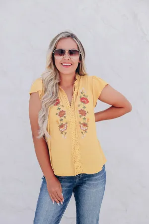 Imperial Yellow Embroidered Blouse