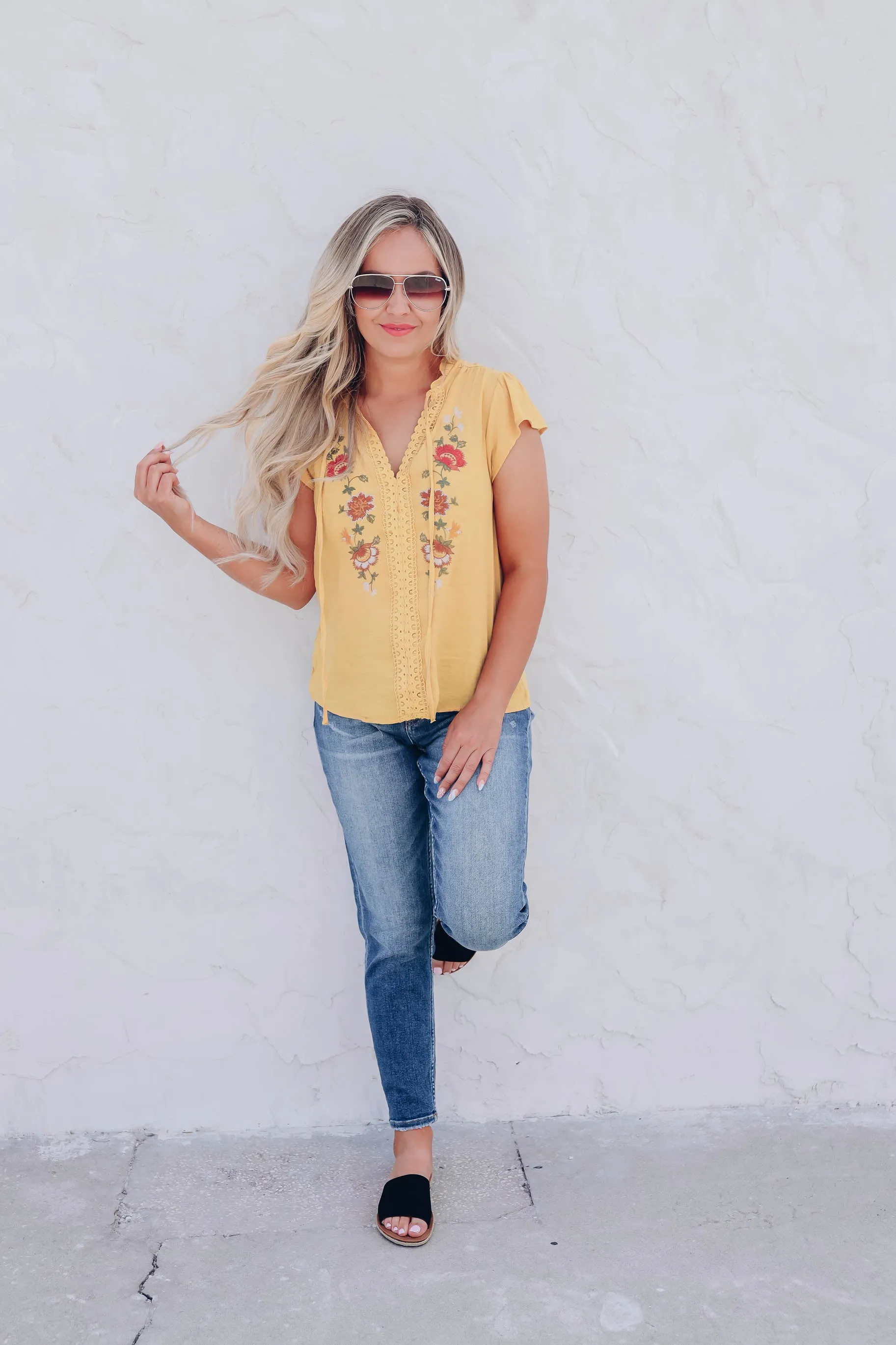 Imperial Yellow Embroidered Blouse
