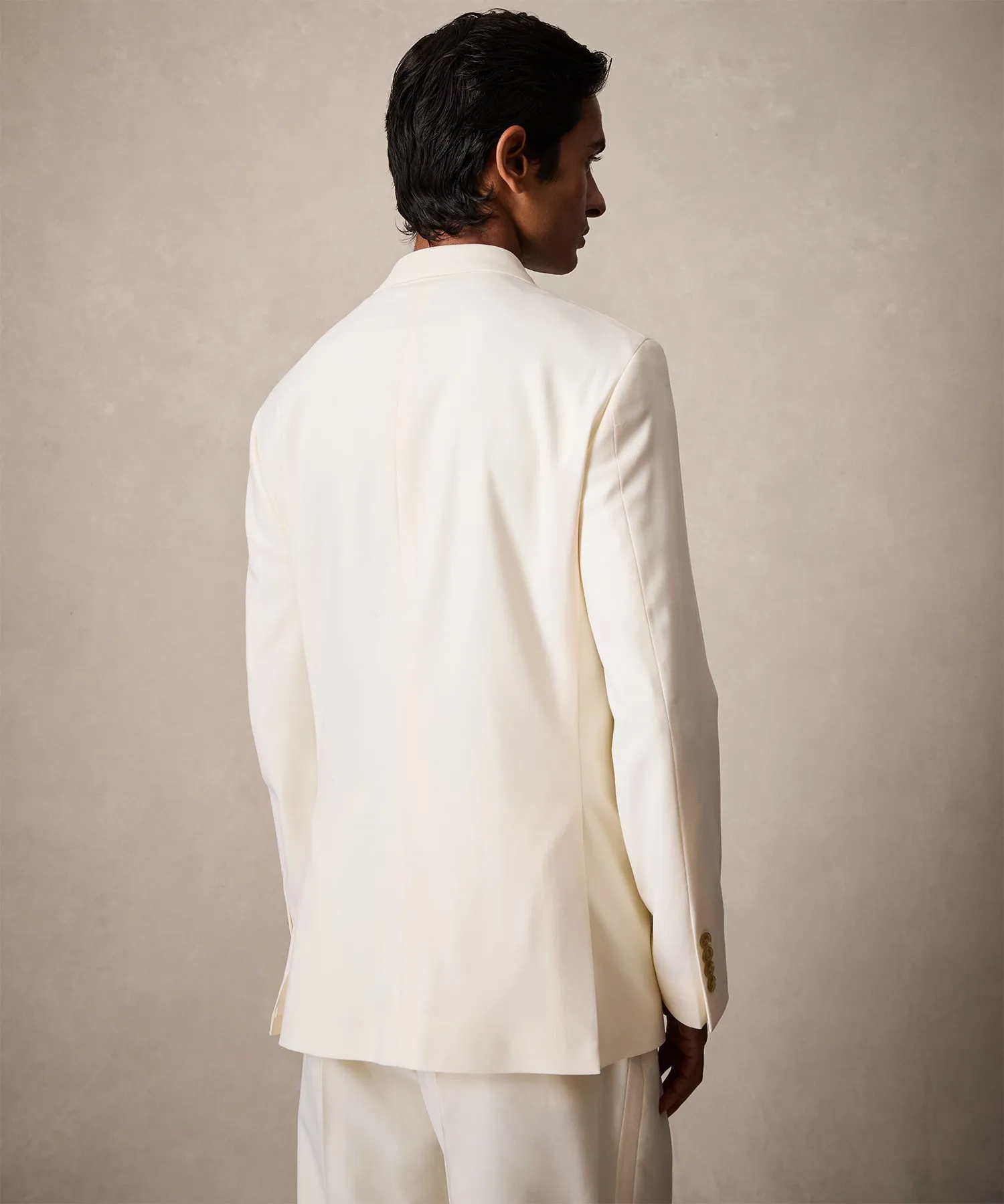 Italian Wool Double-Breasted Tuxedo in Ivory
