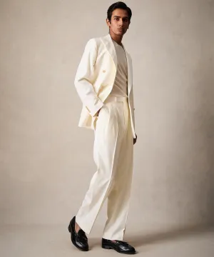 Italian Wool Double-Breasted Tuxedo in Ivory